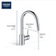 Grohe 32665DC3 Concetto Single-Handle Pull-Down Kitchen Faucet Dual Spray 1.75 GPM Grohe in Supersteel Finish
