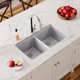 Elkay Quartz Classic 33" x 18-1/2" x 9-1/2" Equal Double Bowl Undermount Sink Greystone