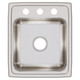 Elkay Lustertone Classic Stainless Steel 17" x 20" x 7-5/8" 3-Hole Single Bowl Drop-in Sink