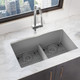 Elkay Quartz Classic 33" x 19" x 10" Equal Double Bowl Undermount Sink with Aqua Divide Greystone