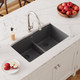 Elkay Quartz Classic 33" x 19" x 10", Equal Double Bowl Undermount Sink with Aqua Divide, Dusk Gray