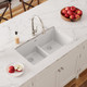 Elkay Quartz Classic 33" x 19" x 10", Equal Double Bowl Undermount Sink with Aqua Divide, White