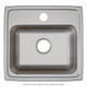 Elkay Lustertone Classic Stainless Steel 19" x 18" x 6", 3-Hole Single Bowl Drop-in ADA Sink with Quick-clip
