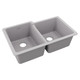 Elkay Quartz Classic 33" x 20-1/2" x 9-1/2", Offset Double Bowl Undermount Sink, Greystone