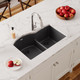 Elkay Quartz Classic 33" x 22" x 10", Offset 60/40 Double Bowl Undermount Sink with Aqua Divide, Black