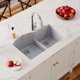 Elkay Quartz Classic 33" x 22" x 10" Offset 60/40 Double Bowl Undermount Sink with Aqua Divide Greystone