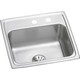 Elkay Lustertone Classic Stainless Steel 19-1/2" x 19" x 7-1/2", MR2-Hole Single Bowl Drop-in Sink with Perfect Drain