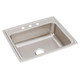 Elkay Lustertone Classic Stainless Steel 25" x 21-1/4" x 7-7/8", 3-Hole Single Bowl Drop-in Sink with Quick-clip