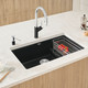 Blanco 442934: Precis Collection Cascade 28.75" Super Single Kitchen Sink with Colander - Coal Black