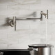 Elkay Avado Wall Mount Single Hole Pot Filler Kitchen Faucet with Lever Handles Lustrous Steel