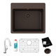 Elkay Quartz Classic 25" x 22" x 9-1/2", Single Bowl Drop-in Sink Kit with Filtered Faucet, Mocha