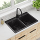 Elkay Quartz Classic 33" x 22" x 9-1/2" Equal Double Bowl Drop-in Sink Black