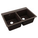 Elkay Quartz Classic 33" x 22" x 9-1/2", Equal Double Bowl Drop-in Sink, Mocha