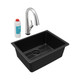 Elkay Quartz Classic 24-5/8" x 18-1/2" x 9-1/2" Single Bowl Undermount Sink Kit with Filtered Faucet Black