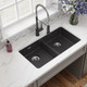 Elkay Quartz Classic 33" x 18-1/2" x 5-1/2" Double Bowl Undermount ADA Sink with Perfect Drain Black