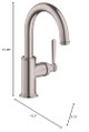 AXOR 16583801 Montreux Bar Faucet, 1.5 GPM in Steel Optic