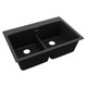 Elkay Quartz Classic 33" x 22" x 10", Equal Double Bowl Drop-in Sink with Aqua Divide, Black