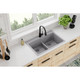 Elkay Quartz Classic 33" x 22" x 10" Equal Double Bowl Drop-in Sink with Aqua Divide Greystone