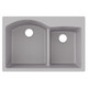 Elkay Quartz Classic 33" x 22" x 10", Offset 60/40 Double Bowl Drop-in Sink with Aqua Divide, Greystone