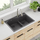 Elkay Quartz Classic 33" x 22" x 10" Offset 60/40 Double Bowl Drop-in Sink with Aqua Divide Dusk Gray