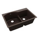 Elkay Quartz Classic 33" x 22" x 10", Offset 60/40 Double Bowl Drop-in Sink with Aqua Divide, Mocha