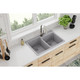 Elkay Quartz Classic 33" x 22" x 9-1/2", Offset Double Bowl Drop-in Sink, Greystone