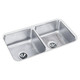 Elkay Lustertone Classic Stainless Steel, 31-3/4" x 16-1/2" x 7-1/2" Equal Double Bowl Undermount Sink Kit