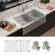 Elkay Crosstown 16 Gauge Stainless Steel 35-7/8" x 20-1/4" x 9" Double Bowl Tall Farmhouse Sink Kit