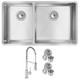 Elkay Crosstown 18 Gauge Stainless Steel 31-1/2" x 18-1/2" x 9" 40/60 Double Bowl Undermount Sink & Faucet Kit with Drain