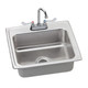 Elkay Lustertone Classic Stainless Steel 22" x 19-1/2" x 7-5/8" 2-Hole Single Bowl Drop-in Sink + Faucet Kit