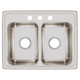 Elkay Lustertone Classic Stainless Steel 25" x 19-1/2" x 7-5/8", 3-Hole Equal Double Bowl Drop-in Sink