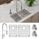 Elkay Crosstown 18 Gauge Stainless Steel 31-1/2" x 18-1/2" x 9" 40/60 Double Bowl Undermount Sink & Faucet Kit with Bottom Grid & Drain