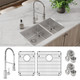 Elkay Crosstown 18 Gauge Stainless Steel 31-1/2" x 18-1/2" x 9" 60/40 Double Bowl Undermount Sink & Faucet Kit with Bottom Grid & Drain