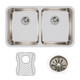 Elkay Lustertone Classic Stainless Steel 30-3/4" x 18-1/2" x 10", Equal Double Bowl Undermount Sink Kit with Right Drain