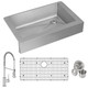 Elkay Crosstown 18 Gauge Stainless Steel 35-7/8" x 20-1/4" x 9" Single Bowl Farmhouse Sink & Faucet Kit with Bottom Grid & Drain
