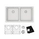 Elkay Quartz Classic 33" x 18-1/2" x 9-1/2" Equal Double Bowl Undermount Sink Kit White