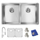 Elkay Crosstown 18 Gauge Stainless Steel 31-1/2" x 18-1/2" x 9", Equal Double Bowl Undermount Sink Kit with Faucet