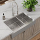 Elkay Crosstown 18 Gauge Stainless Steel 35-7/8" x 20-1/4" x 9", 60/40 Double Bowl Farmhouse Sink & Faucet Kit with Drain