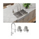 Elkay Crosstown 18 Gauge Stainless Steel 35-7/8" x 20-1/4" x 9", 60/40 Double Bowl Farmhouse Sink & Faucet Kit with Drain