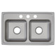 Elkay Lustertone Classic Stainless Steel 29" x 18" x 5-1/2", 3-Hole Equal Double Bowl Drop-in ADA Sink