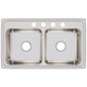 Elkay Lustertone Classic Stainless Steel 33" x 19-1/2" x 7-5/8", 4-Hole Equal Double Bowl Drop-in Sink