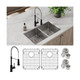 Elkay Crosstown 18 Gauge Stainless Steel 31-1/2" x 18-1/2" x 9" Equal Double Bowl Undermount Sink & Faucet Kit with Bottom Grid & Drain