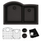 Elkay Quartz Classic 33" x 22" x 10" Offset 60/40 Double Bowl Undermount Sink Kit with Aqua Divide Black