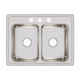Elkay Lustertone Classic Stainless Steel 29" x 22" x 7-5/8", 3-Hole Equal Double Bowl Drop-in Sink