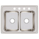 Elkay Lustertone Classic Stainless Steel 29" x 22" x 7-5/8", 4-Hole Equal Double Bowl Drop-in Sink