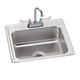 Elkay Lustertone Classic Stainless Steel 22" x 19-1/2" x 7-5/8", 2-Hole Single Bowl Drop-in Sink + Faucet Kit