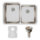 Elkay Lustertone Classic Stainless Steel 31-1/4" x 20-1/2" x 9-7/8" Double Bowl Undermount Sink Kit with Right Perfect Drain