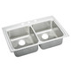 Elkay Lustertone Classic Stainless Steel 33" x 22" x 5" 3-Hole Equal Double Bowl Drop-in ADA Sink with Quick-clip