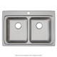 Elkay Lustertone Classic Stainless Steel 33" x 22" x 6-1/2", 0-Hole Equal Double Bowl Drop-in ADA Sink