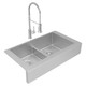 Elkay Crosstown 18 Gauge Stainless Steel 35-7/8" x 20-1/4" x 9", Equal Double Bowl Farmhouse Sink & Faucet Kit with Aqua Divide & Drain